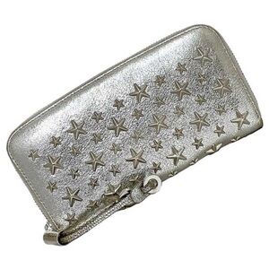 JIMMY CHOO SILVER STAR STUDDED WALLET WRISTLET